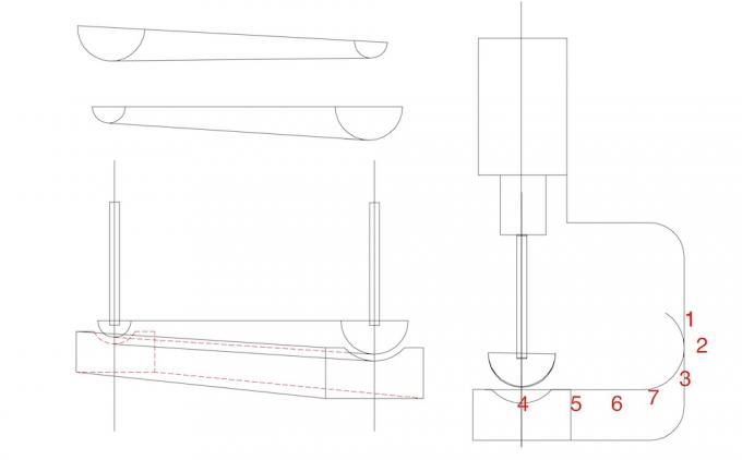 세로로 연결되는 수압기 브레이크에 원뿔 전등 기둥 구부리는 형성
